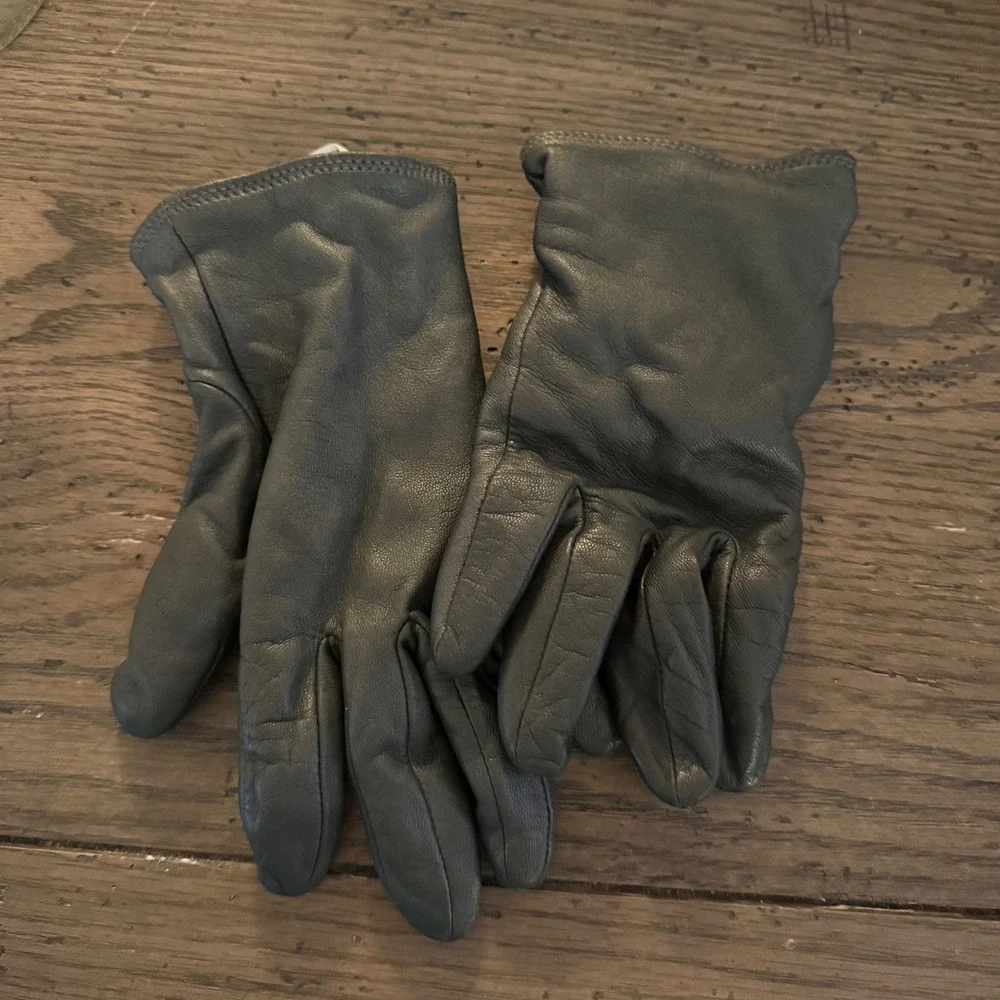 Charter Club Leather Gloves Womens L Gray Wool Cashmere Lined Winter 14578
